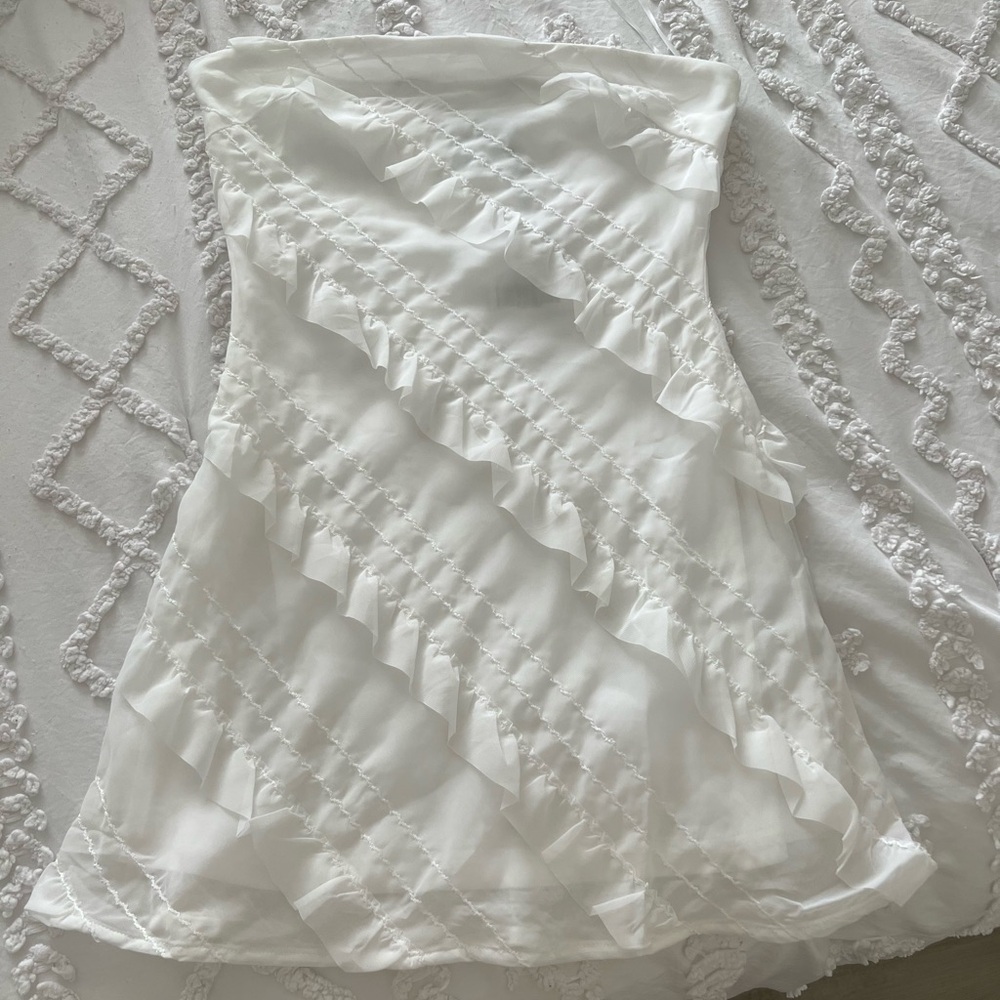 Princess Polly White Strapless Ruffle Mini Dress